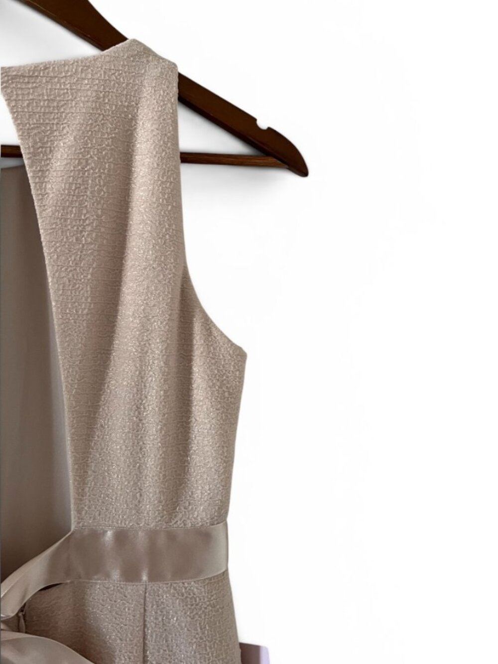 Adrianna Papell NEW Metallic Knit Maxi Dress/Gown In Champagne Size 4 - Picture 10 of 16
